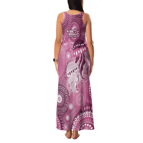 NAIDOC Deadly 50 Years Family Matching Tank Maxi Dress and Hawaiian Shirt Jellyfish Aboriginal Culture Inspired Pink