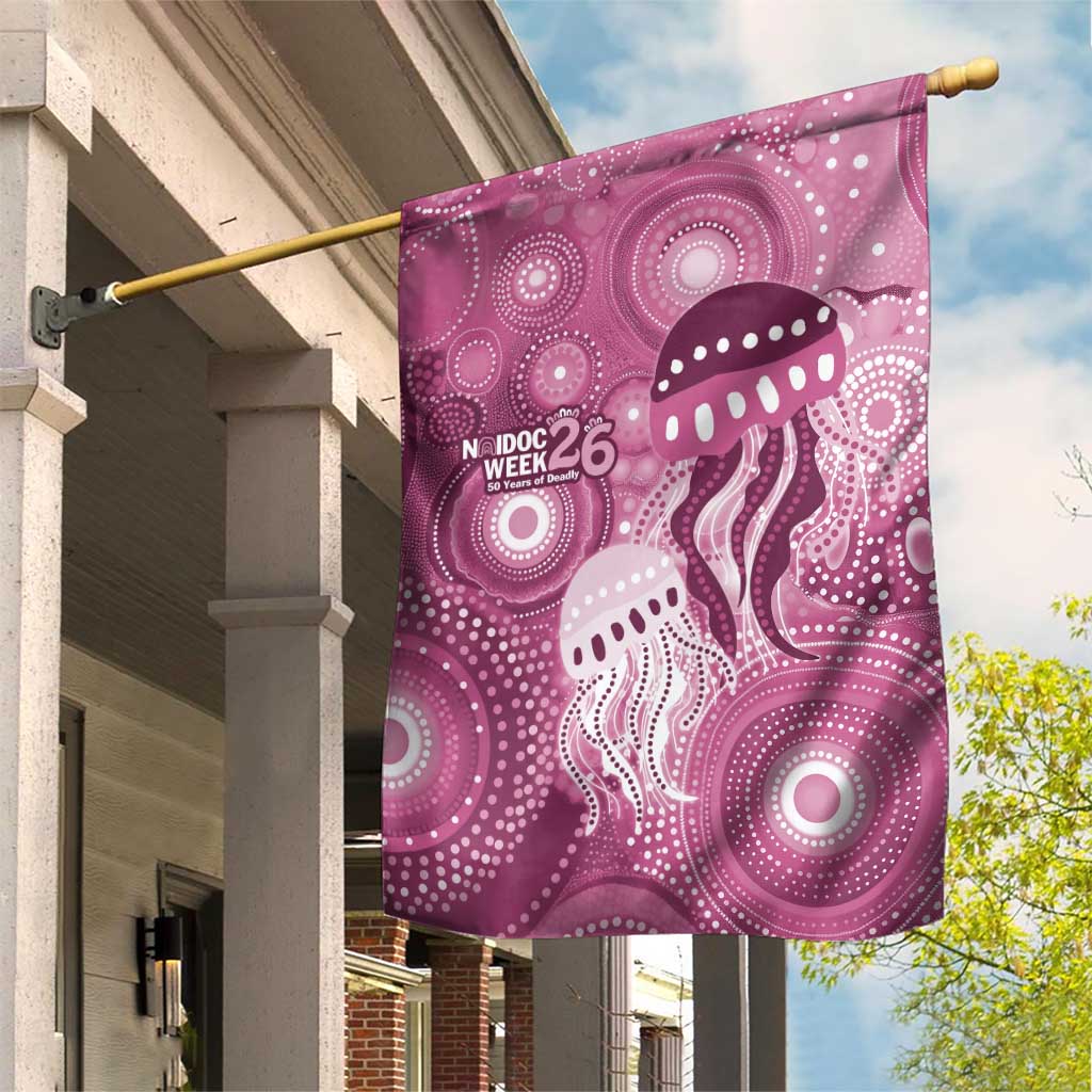 NAIDOC Deadly 50 Years Garden Flag Jellyfish Aboriginal Culture Inspired Pink