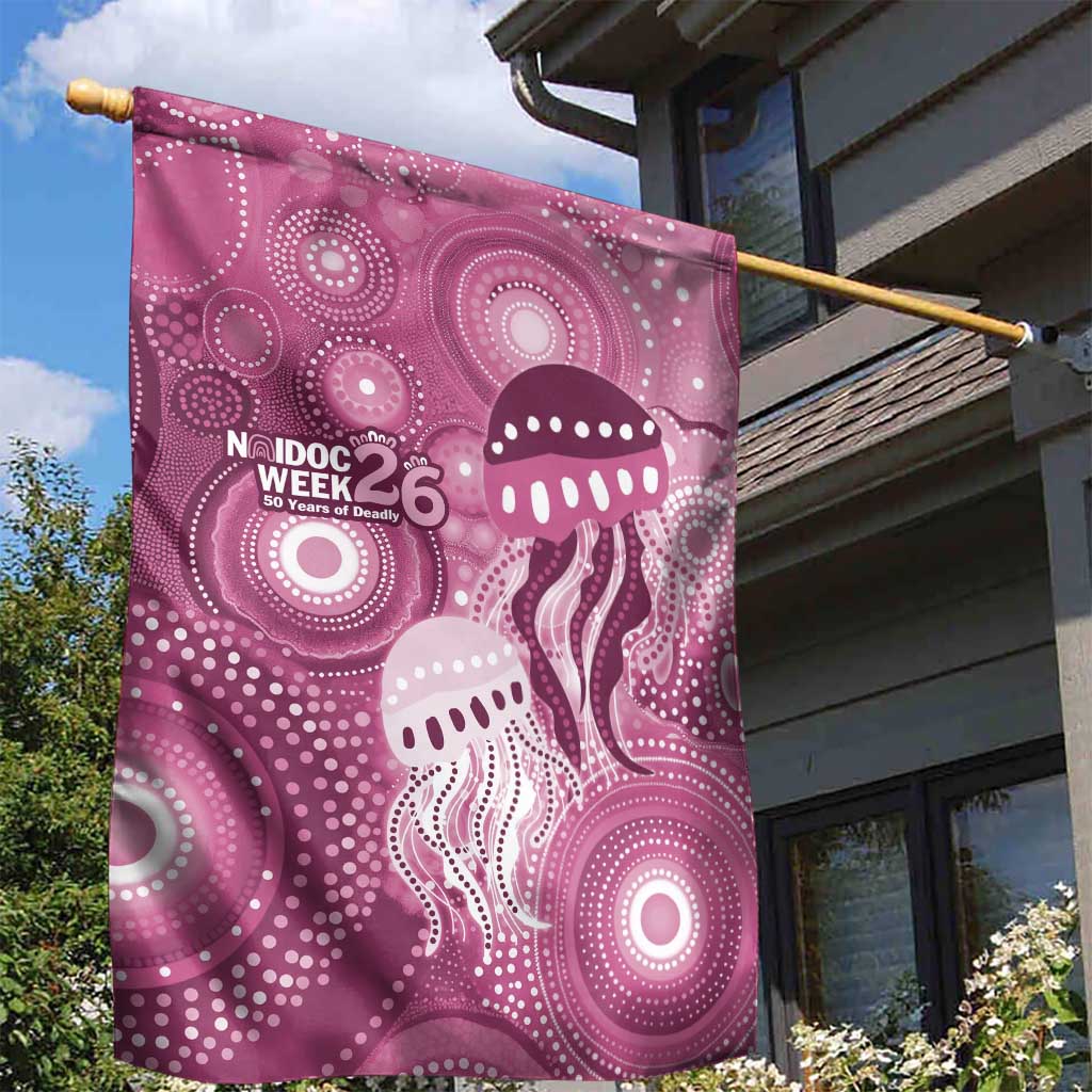 NAIDOC Deadly 50 Years Garden Flag Jellyfish Aboriginal Culture Inspired Pink