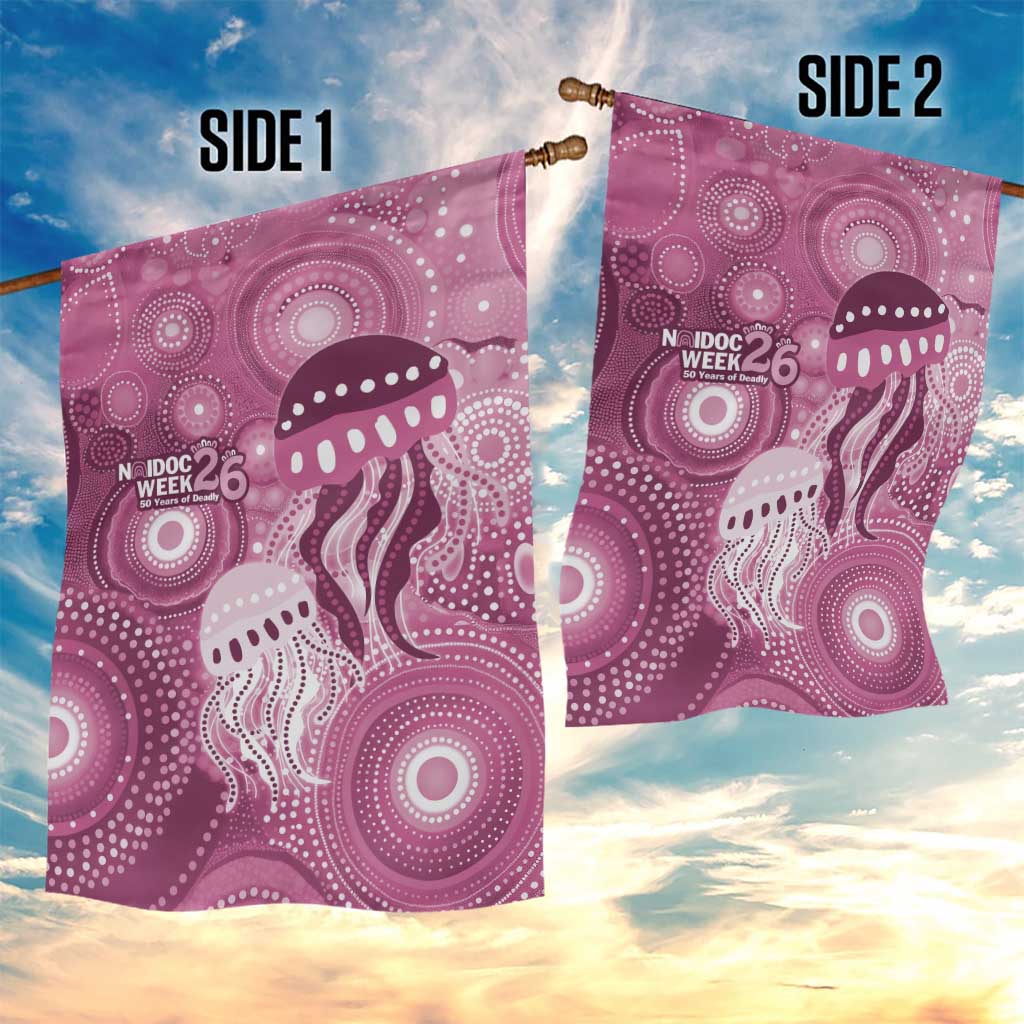 NAIDOC Deadly 50 Years Garden Flag Jellyfish Aboriginal Culture Inspired Pink