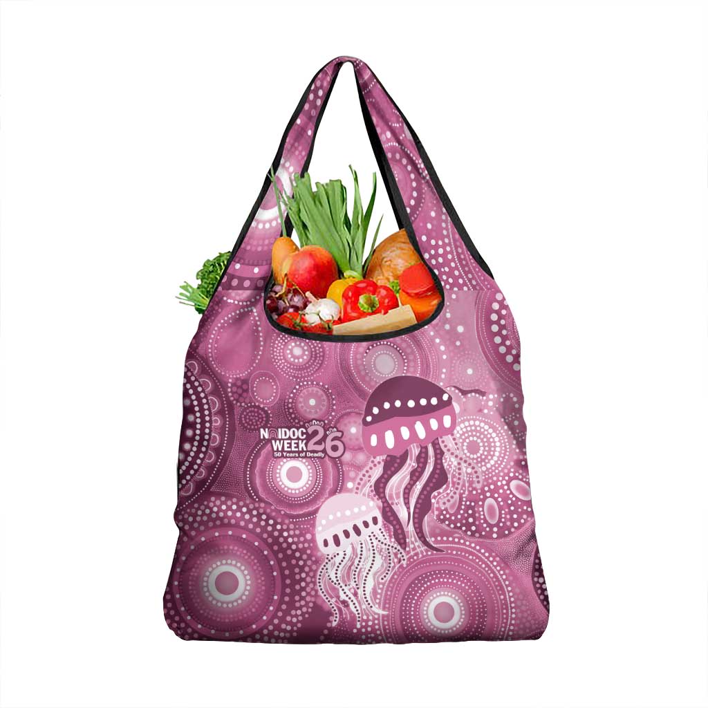 NAIDOC Deadly 50 Years Grocery Bag Jellyfish Aboriginal Culture Inspired Pink