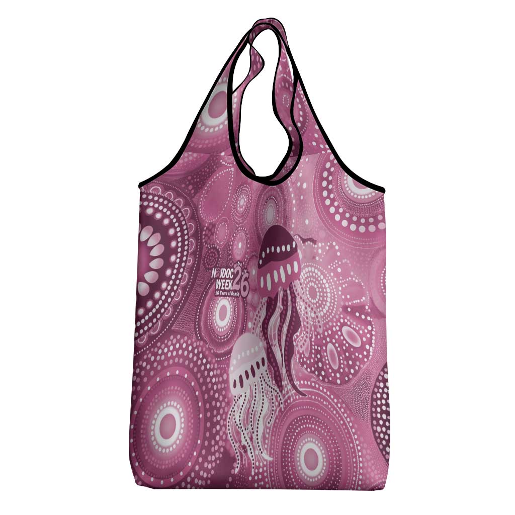 NAIDOC Deadly 50 Years Grocery Bag Jellyfish Aboriginal Culture Inspired Pink