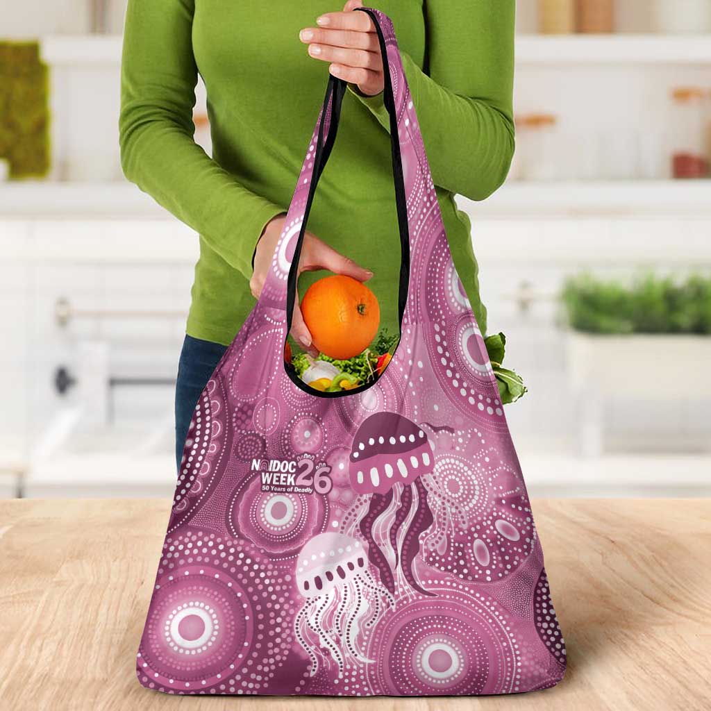 NAIDOC Deadly 50 Years Grocery Bag Jellyfish Aboriginal Culture Inspired Pink