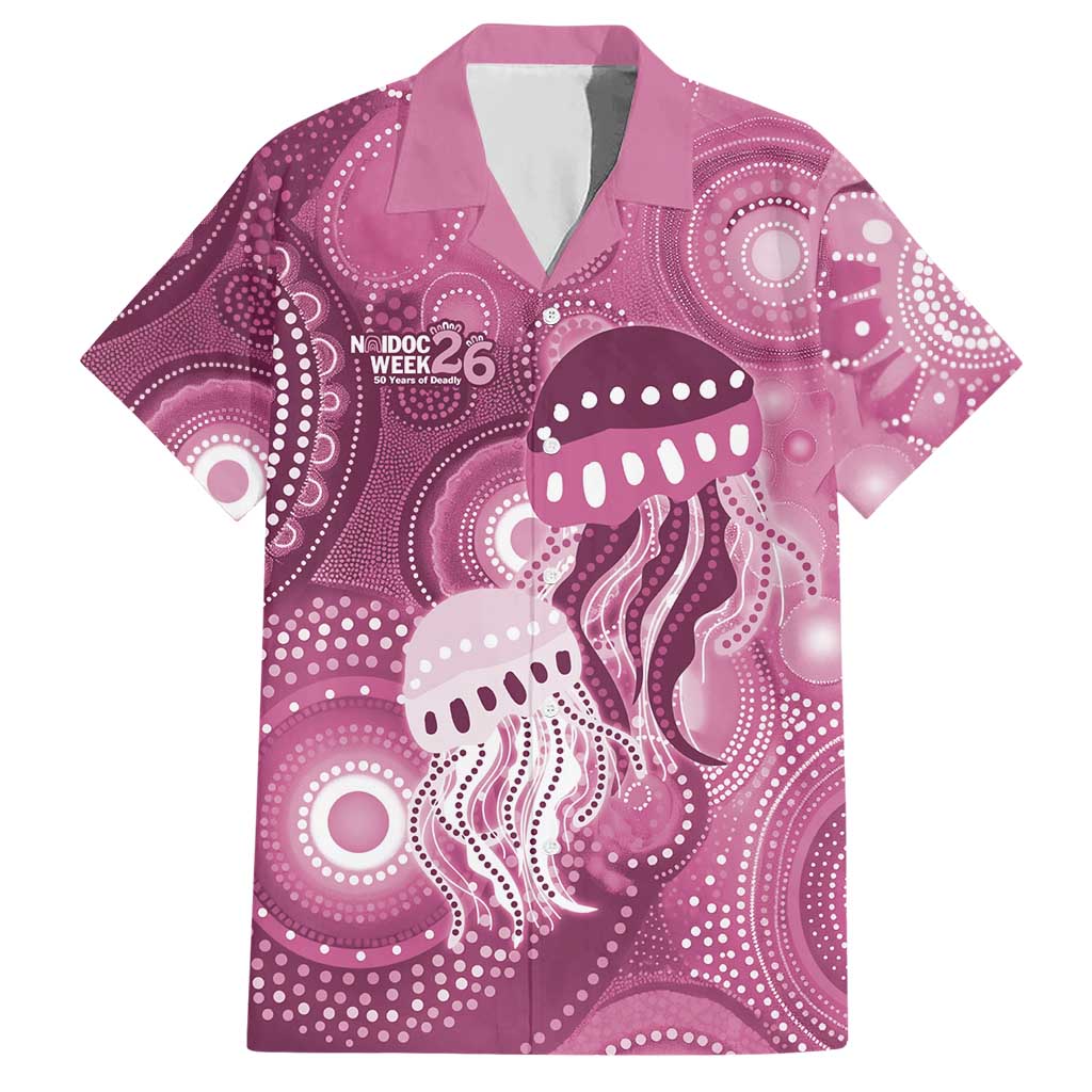 NAIDOC Deadly 50 Years Hawaiian Shirt Jellyfish Aboriginal Culture Inspired Pink