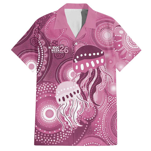 NAIDOC Deadly 50 Years Hawaiian Shirt Jellyfish Aboriginal Culture Inspired Pink