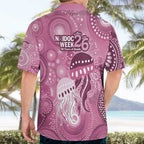 NAIDOC Deadly 50 Years Hawaiian Shirt Jellyfish Aboriginal Culture Inspired Pink