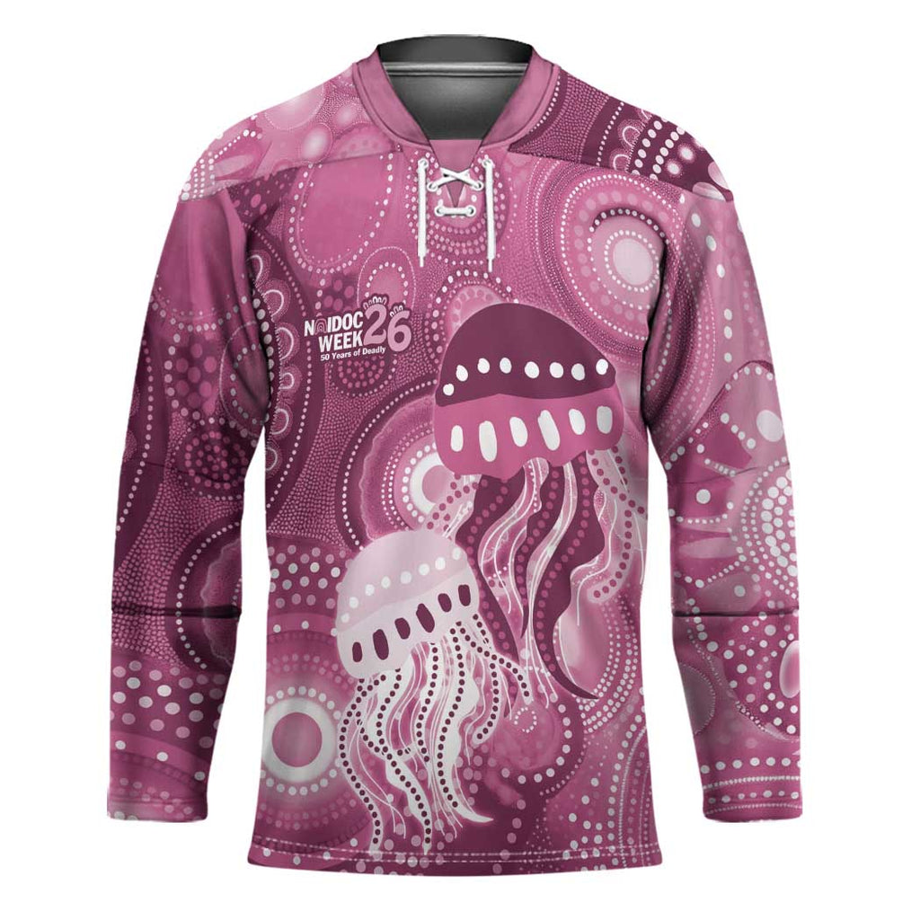NAIDOC Deadly 50 Years Hockey Jersey Jellyfish Aboriginal Culture Inspired Pink