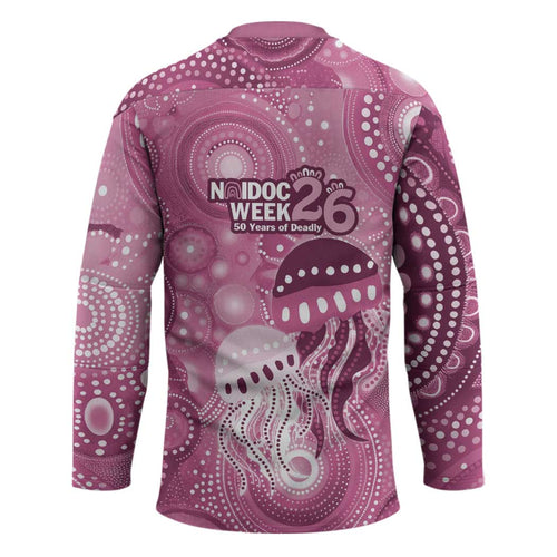 NAIDOC Deadly 50 Years Hockey Jersey Jellyfish Aboriginal Culture Inspired Pink