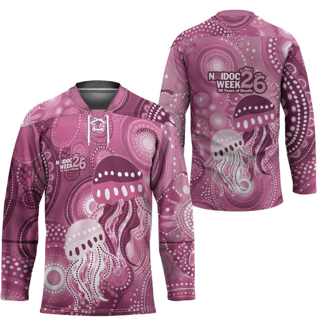 NAIDOC Deadly 50 Years Hockey Jersey Jellyfish Aboriginal Culture Inspired Pink