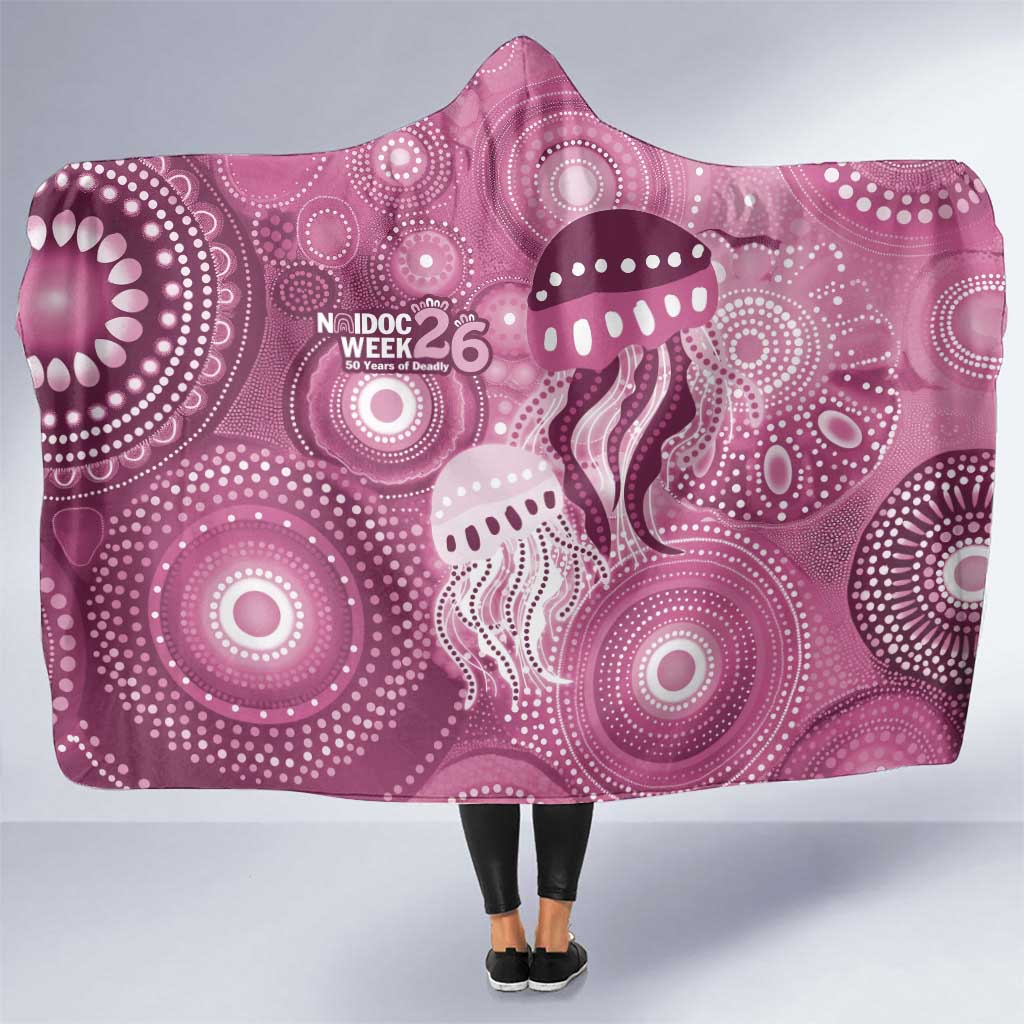 NAIDOC Deadly 50 Years Hooded Blanket Jellyfish Aboriginal Culture Inspired Pink