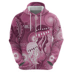 NAIDOC Deadly 50 Years Hoodie Jellyfish Aboriginal Culture Inspired Pink
