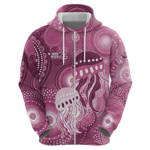 NAIDOC Deadly 50 Years Hoodie Jellyfish Aboriginal Culture Inspired Pink