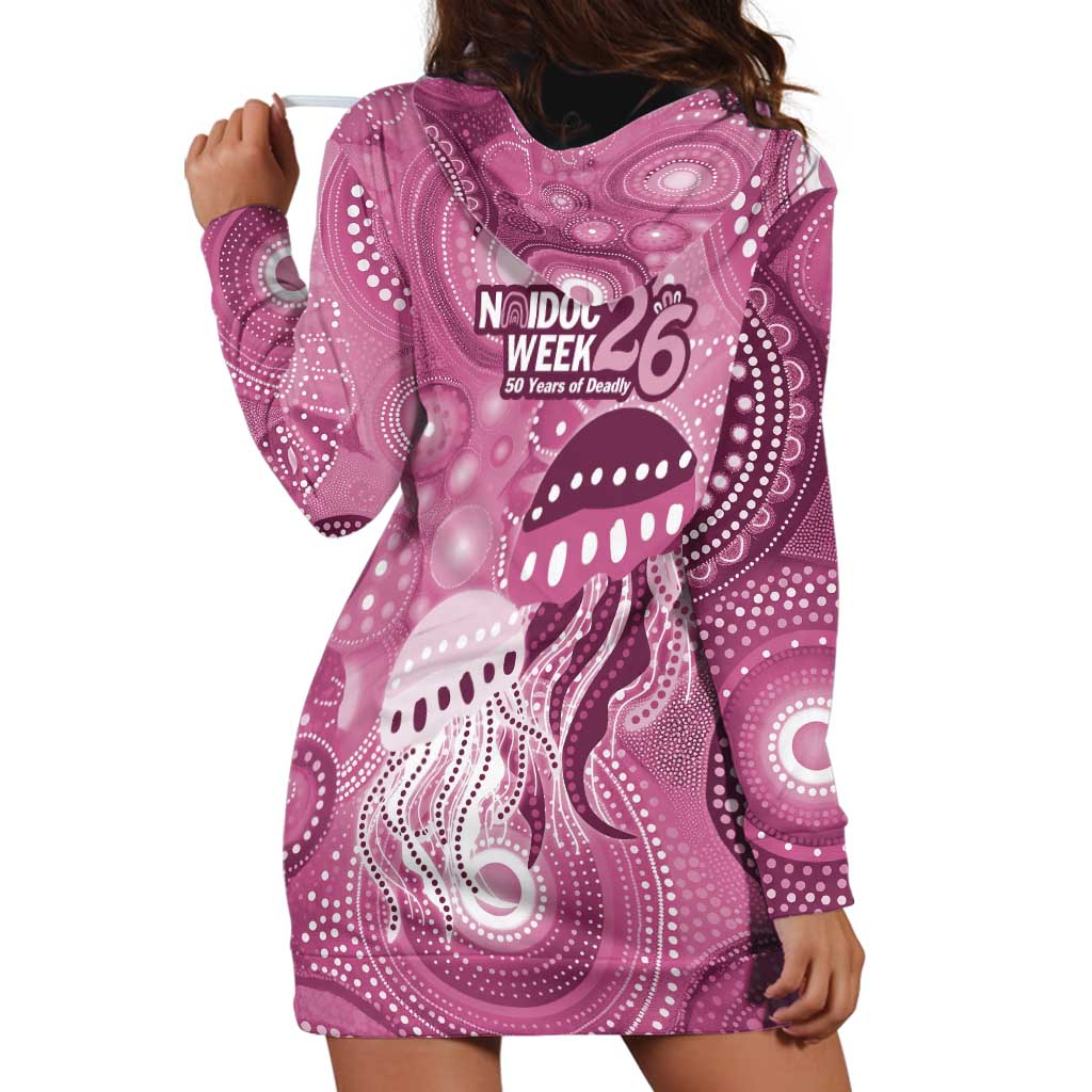 NAIDOC Deadly 50 Years Hoodie Dress Jellyfish Aboriginal Culture Inspired Pink