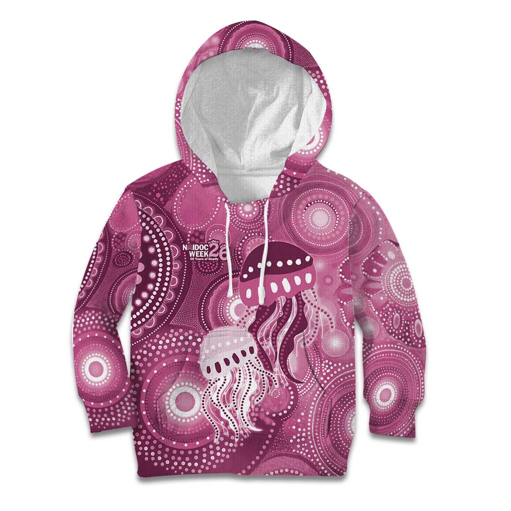 NAIDOC Deadly 50 Years Kid Hoodie Jellyfish Aboriginal Culture Inspired Pink