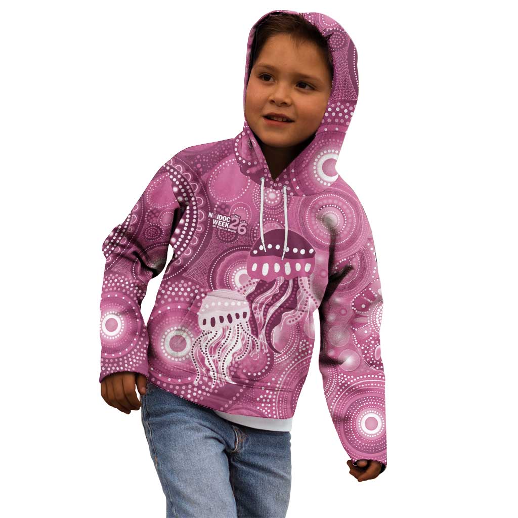 NAIDOC Deadly 50 Years Kid Hoodie Jellyfish Aboriginal Culture Inspired Pink