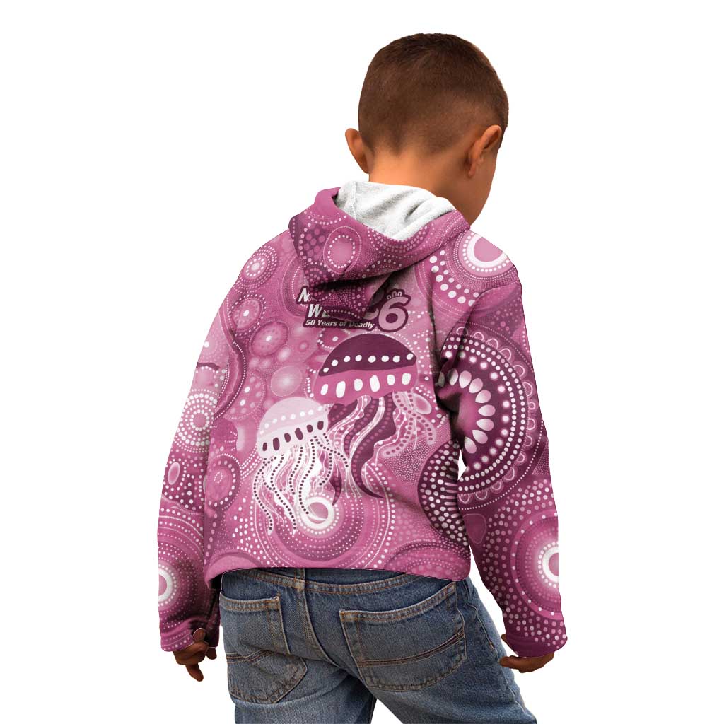 NAIDOC Deadly 50 Years Kid Hoodie Jellyfish Aboriginal Culture Inspired Pink