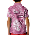 NAIDOC Deadly 50 Years Kid Polo Shirt Jellyfish Aboriginal Culture Inspired Pink
