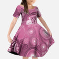 NAIDOC Deadly 50 Years Kid Short Sleeve Dress Jellyfish Aboriginal Culture Inspired Pink