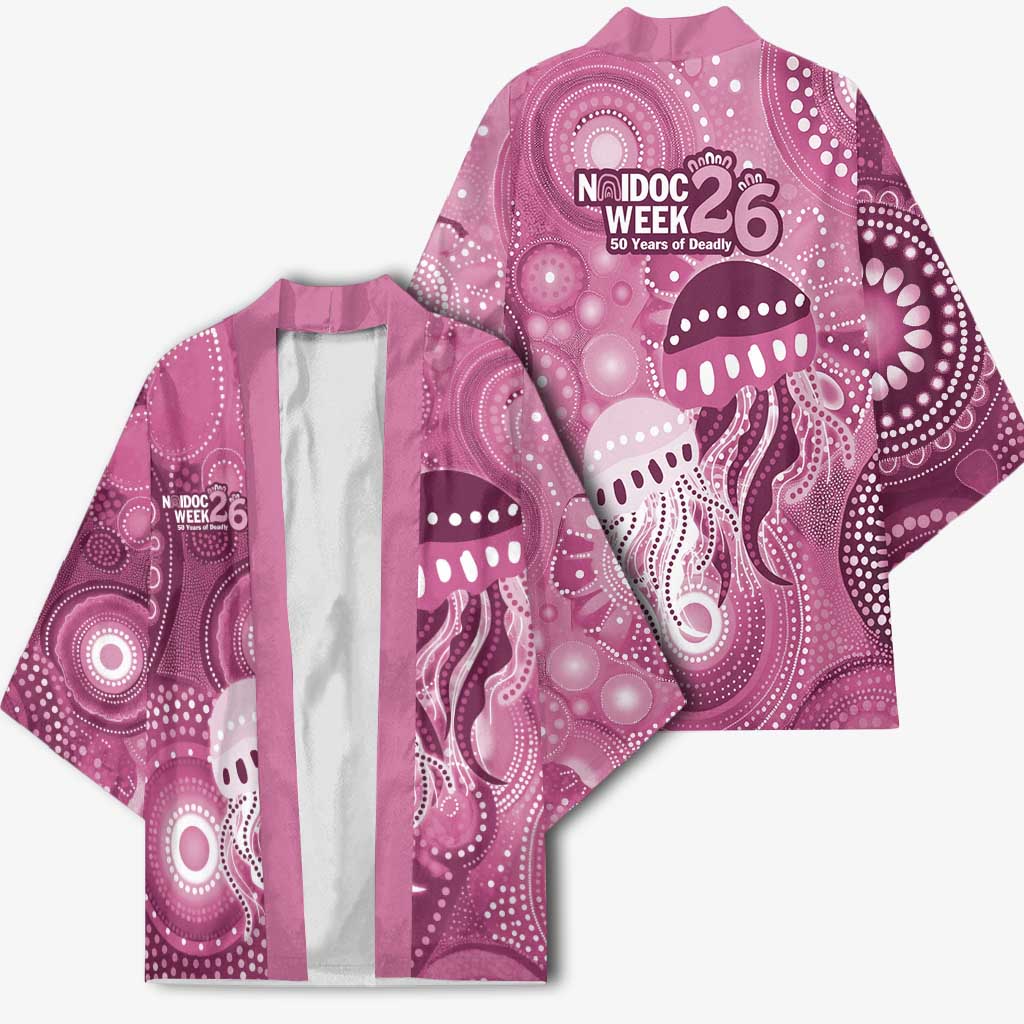 NAIDOC Deadly 50 Years Kimono Jellyfish Aboriginal Culture Inspired Pink