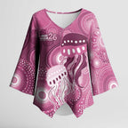 NAIDOC Deadly 50 Years Kimono Sleeve Blouse Jellyfish Aboriginal Culture Inspired Pink