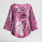 NAIDOC Deadly 50 Years Kimono Sleeve Blouse Jellyfish Aboriginal Culture Inspired Pink