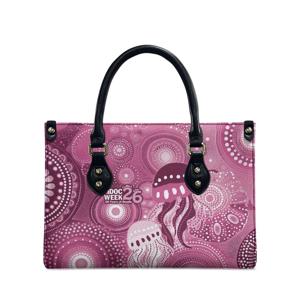 NAIDOC Deadly 50 Years Leather Bag Jellyfish Aboriginal Culture Inspired Pink