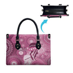 NAIDOC Deadly 50 Years Leather Bag Jellyfish Aboriginal Culture Inspired Pink