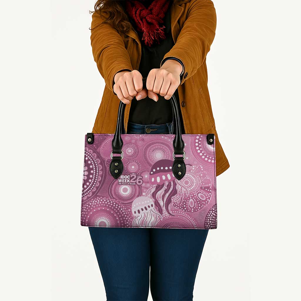 NAIDOC Deadly 50 Years Leather Bag Jellyfish Aboriginal Culture Inspired Pink