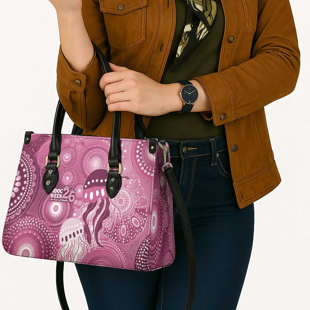 NAIDOC Deadly 50 Years Leather Bag Jellyfish Aboriginal Culture Inspired Pink