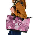 NAIDOC Deadly 50 Years Leather Tote Bag Jellyfish Aboriginal Culture Inspired Pink