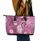 NAIDOC Deadly 50 Years Leather Tote Bag Jellyfish Aboriginal Culture Inspired Pink