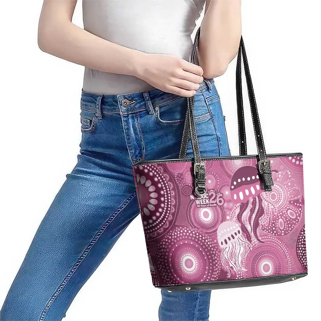 NAIDOC Deadly 50 Years Leather Tote Bag Jellyfish Aboriginal Culture Inspired Pink