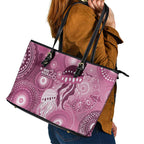 NAIDOC Deadly 50 Years Leather Tote Bag Jellyfish Aboriginal Culture Inspired Pink