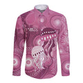 NAIDOC Deadly 50 Years Long Sleeve Button Shirt Jellyfish Aboriginal Culture Inspired Pink