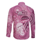 NAIDOC Deadly 50 Years Long Sleeve Button Shirt Jellyfish Aboriginal Culture Inspired Pink