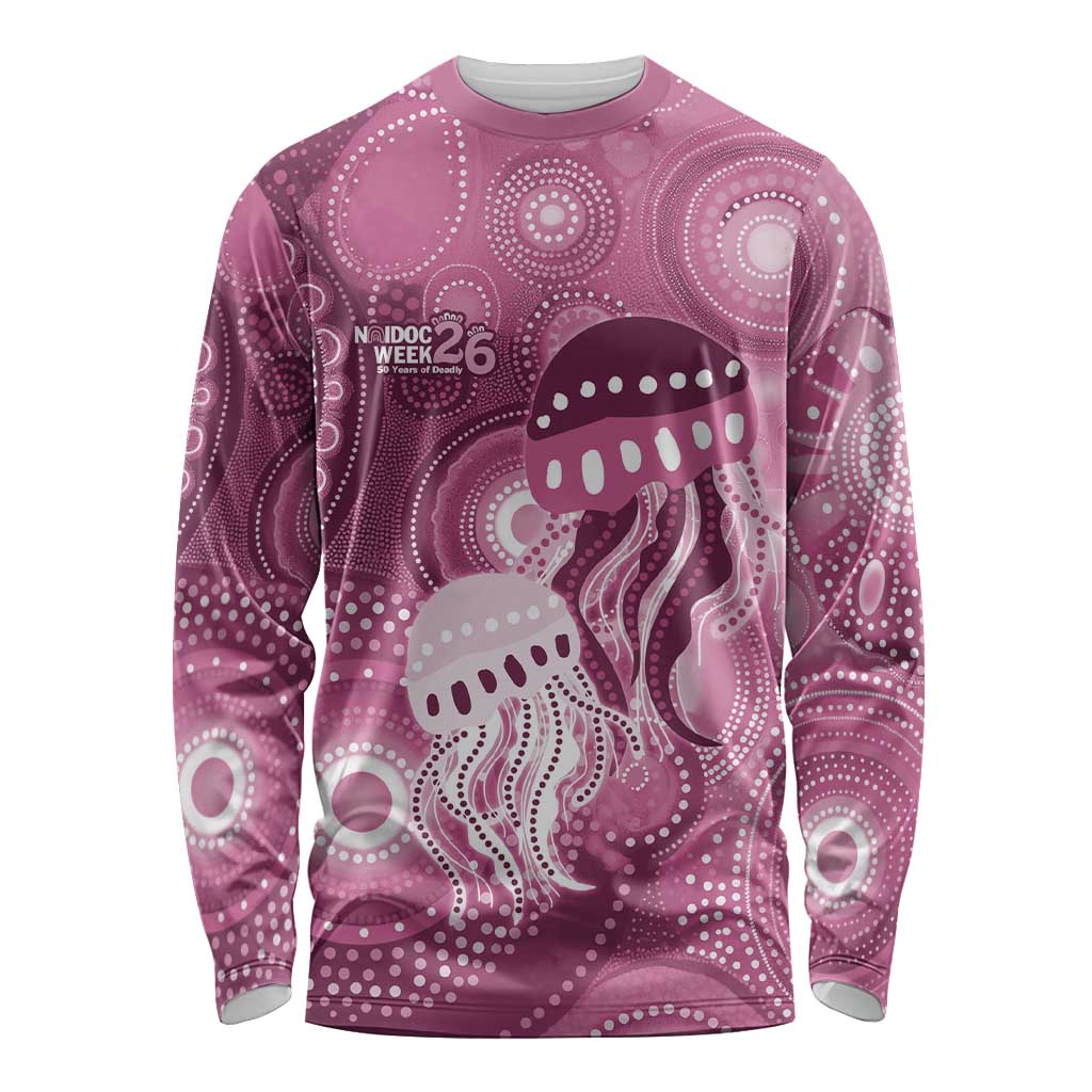 NAIDOC Deadly 50 Years Long Sleeve Shirt Jellyfish Aboriginal Culture Inspired Pink