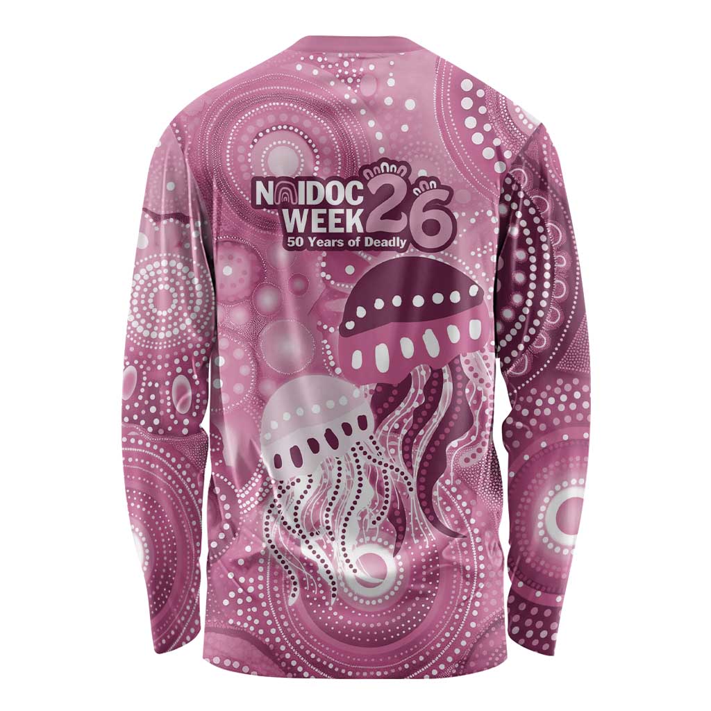 NAIDOC Deadly 50 Years Long Sleeve Shirt Jellyfish Aboriginal Culture Inspired Pink