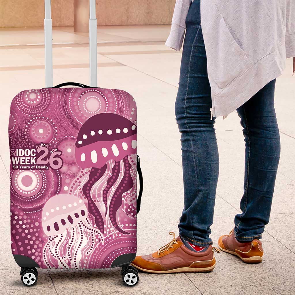 NAIDOC Deadly 50 Years Luggage Cover Jellyfish Aboriginal Culture Inspired Pink