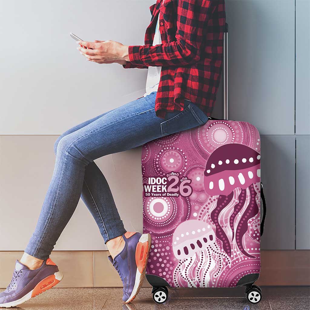 NAIDOC Deadly 50 Years Luggage Cover Jellyfish Aboriginal Culture Inspired Pink