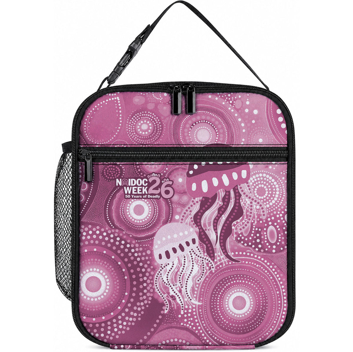 NAIDOC Deadly 50 Years Lunch Bag Jellyfish Aboriginal Culture Inspired Pink