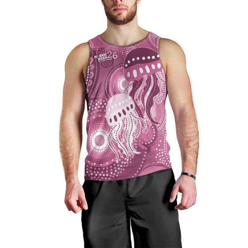 NAIDOC Deadly 50 Years Men Tank Top Jellyfish Aboriginal Culture Inspired Pink