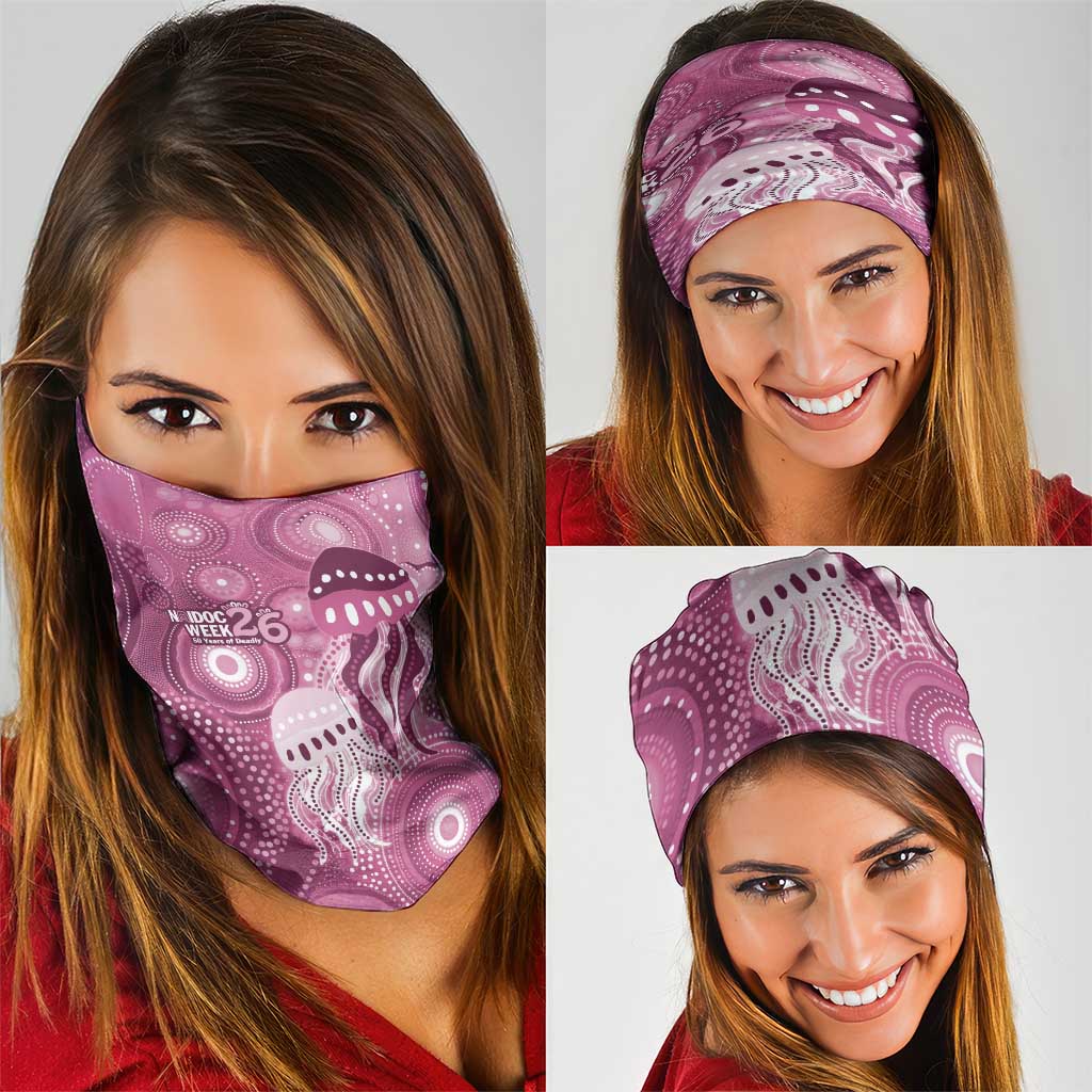 NAIDOC Deadly 50 Years Neck Gaiter Jellyfish Aboriginal Culture Inspired Pink