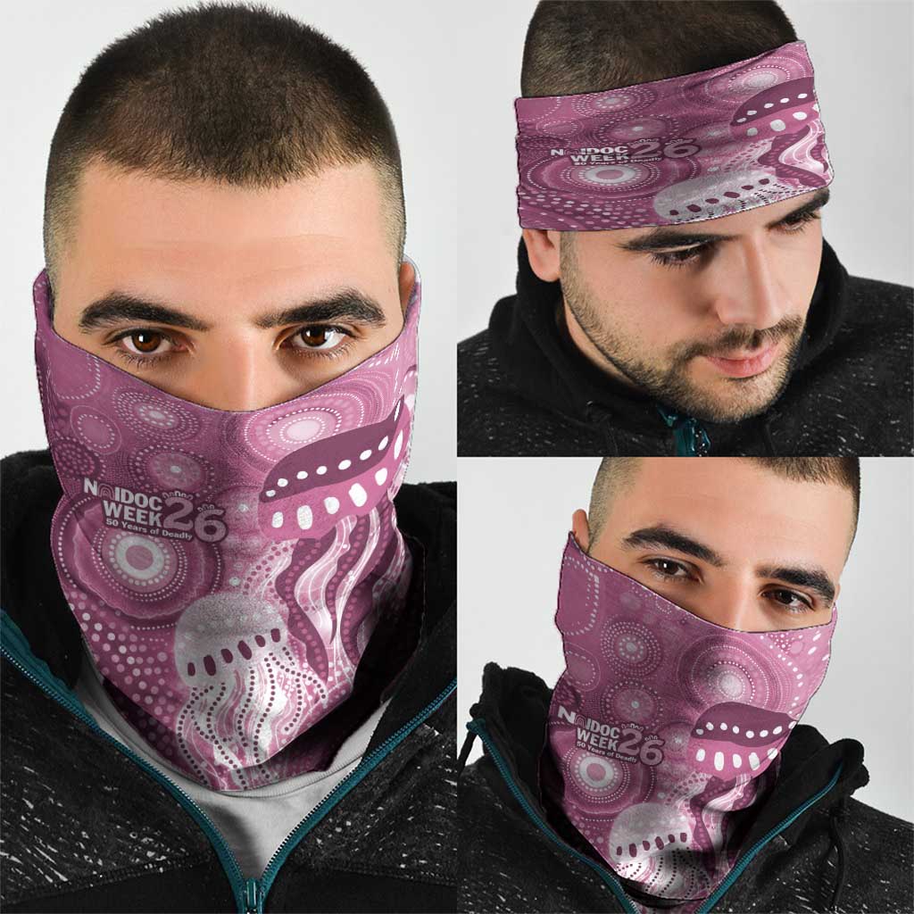 NAIDOC Deadly 50 Years Neck Gaiter Jellyfish Aboriginal Culture Inspired Pink