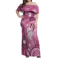 NAIDOC Deadly 50 Years Off Shoulder Maxi Dress Jellyfish Aboriginal Culture Inspired Pink