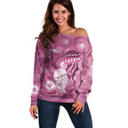 NAIDOC Deadly 50 Years Off Shoulder Sweater Jellyfish Aboriginal Culture Inspired Pink