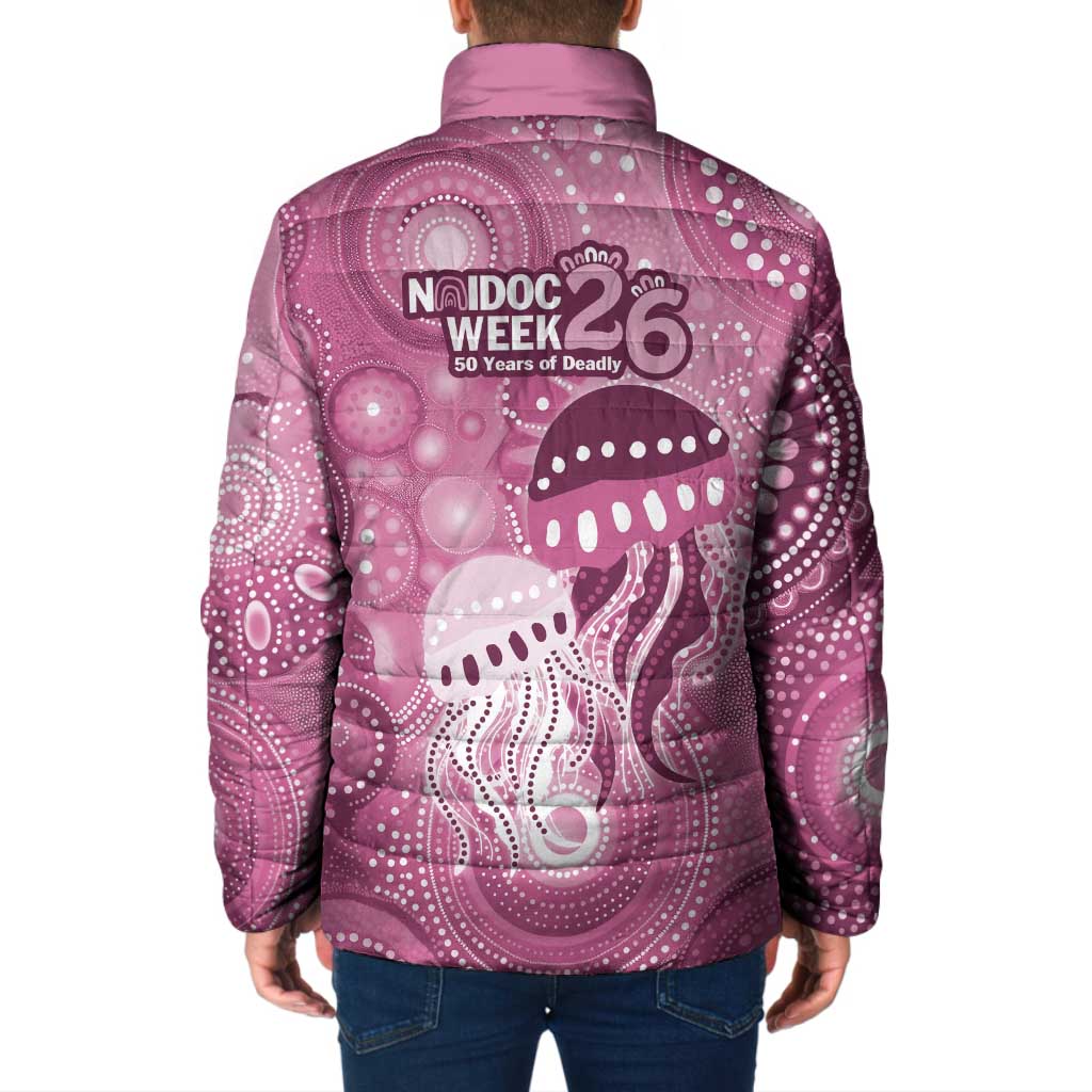 NAIDOC Deadly 50 Years Padded Jacket Jellyfish Aboriginal Culture Inspired Pink