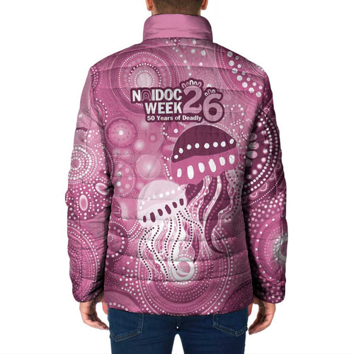 NAIDOC Deadly 50 Years Padded Jacket Jellyfish Aboriginal Culture Inspired Pink