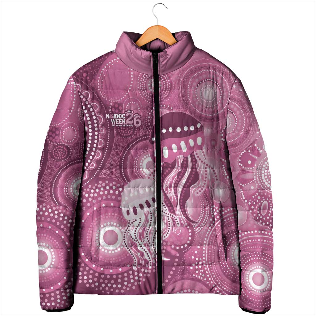NAIDOC Deadly 50 Years Padded Jacket Jellyfish Aboriginal Culture Inspired Pink