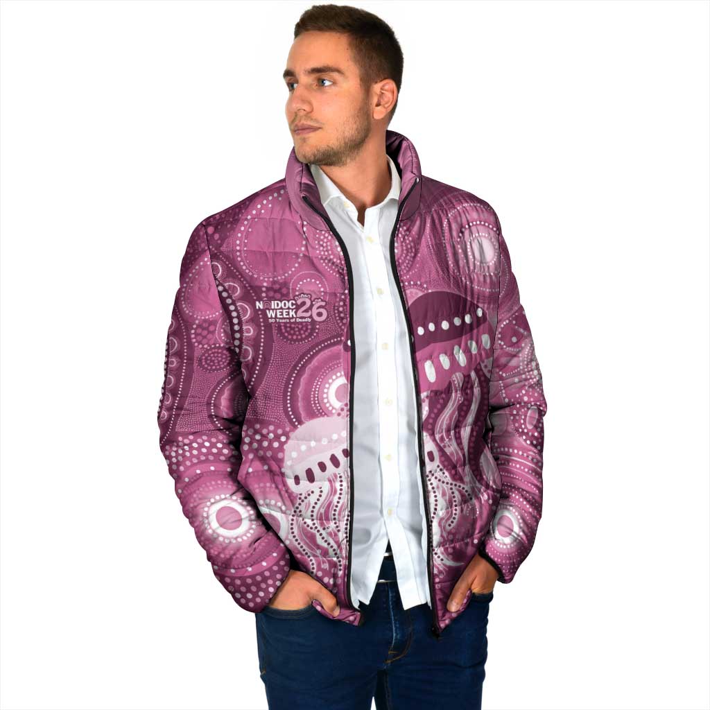 NAIDOC Deadly 50 Years Padded Jacket Jellyfish Aboriginal Culture Inspired Pink