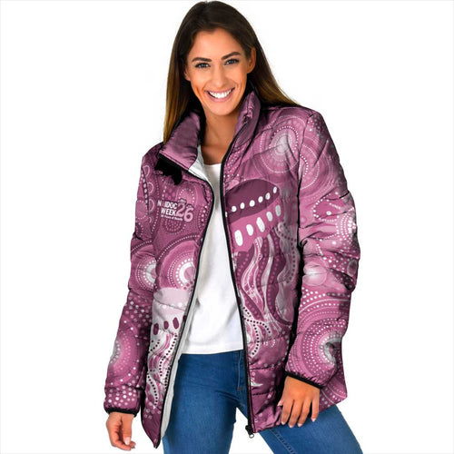 NAIDOC Deadly 50 Years Padded Jacket Jellyfish Aboriginal Culture Inspired Pink